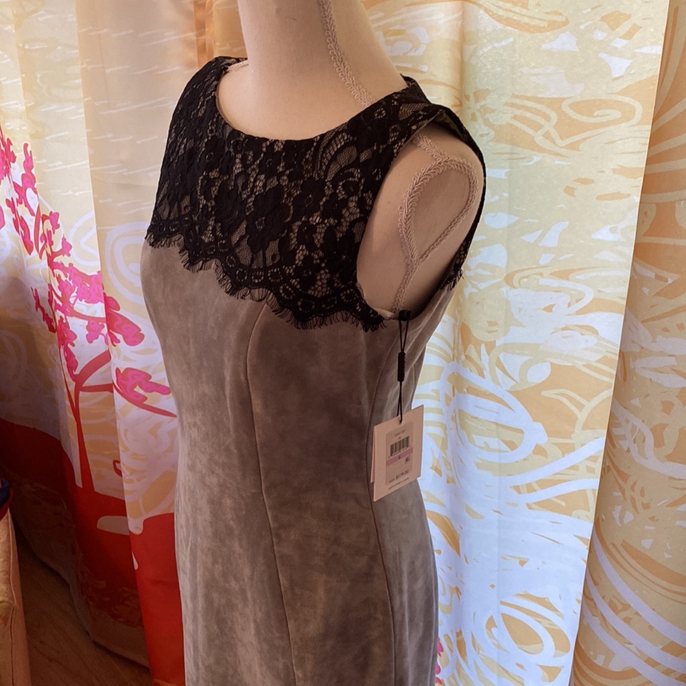 CALVIN KLIEN FAUX SUEDE AND LACE TANK DRESS SIZE 6 NWT - Picture 3 of 8